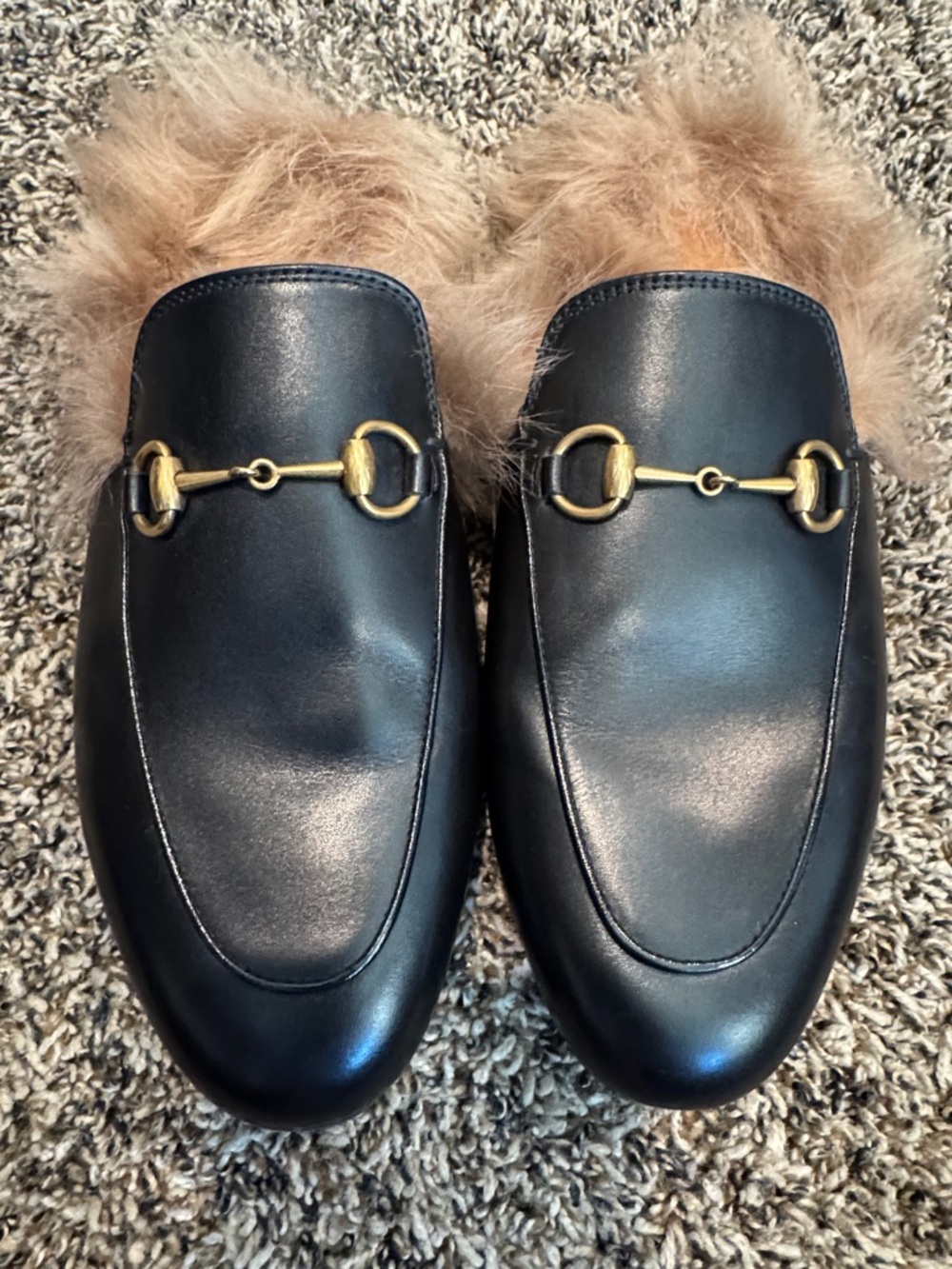 Gucci Black Leather Fur-Lined Horsebit Loafers Princeton size 38 - Picture 7 of 7